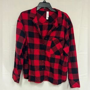 NEW AUDEN WOMENS PLAID PAJAMA TOP AND SHORTS SIZE: L